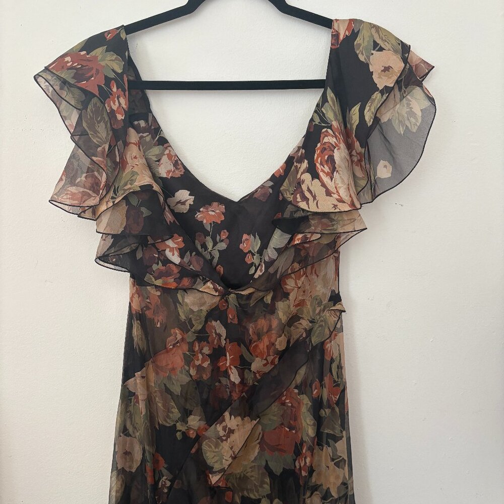 Ralph Lauren Purple Label Brienne Crinkle Chiffon Evening Dress